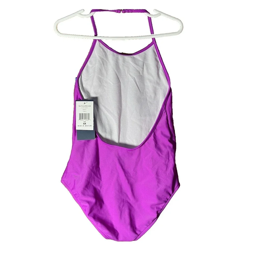 Polo Ralph Lauren Girl's Bathing Suit Swimwear Swim II Halter‎ Top 4/4T Purple